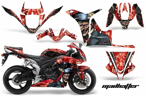 Cut panel pieces of the Mad Hatter Red graphic kit for the Honda CBR 1000 RR