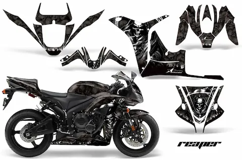 Cut panel pieces of the Reaper Black graphic kit for the Honda CBR 1000 RR