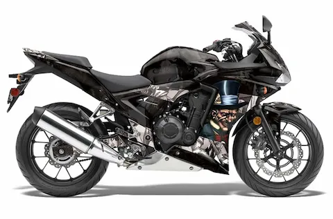 Honda CBR 500R with the Mad Hatter Silver graphic kit